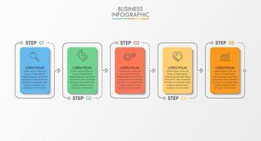 Square Shape Modern Business Infographic Template With 5 Options vector