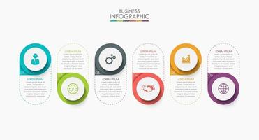 Infographic Thin Line Design Template With 6 Options vector