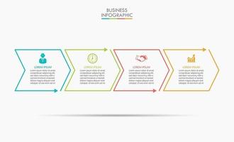 Plantilla de flecha de línea delgada infográfica con 4 opciones vector