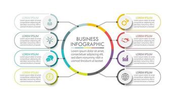 Plantilla de círculo infográfico con 8 opciones. vector