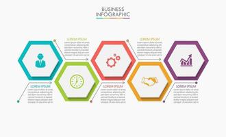 Plantilla de infografía empresarial moderna de geometría con 5 opciones vector