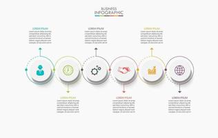 Infographic Thin Line Arrow Template With 6 Options vector