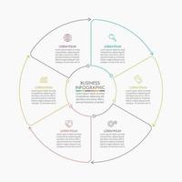 Infographic Circle Thin Line Design Template With 6 Options vector