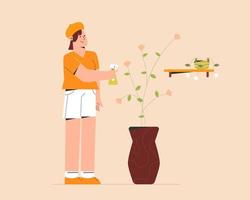 Takes care of plants vector