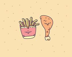 Dibujar a mano papas fritas ilustración vectorial vector