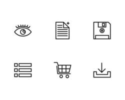 Mix UI Icon Set with Eye, Add New Document, Save, Shopping Cart, Download Button Icon vector