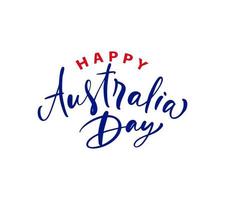 Handwritting calligraphic text logo Happy Australia day lettering, calligraphy. Isolated on white background. Vector illustration EPS 10