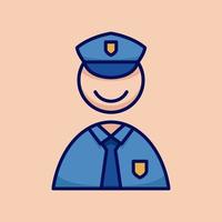 Police character icon, simple and minimalist in cartoon outlined graphic, vector illustration style