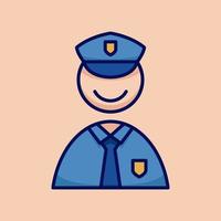 Police character icon, simple and minimalist in cartoon outlined graphic, vector illustration style