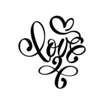 Handwritten vector logo text Love and heart. Laser cut Happy Valentines day card, romantic quote for design greeting card, tattoo, holiday invitation