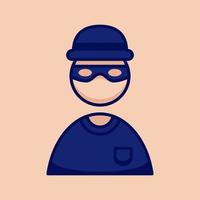 thief burglar people icon, simple and minimalist in cartoon outline graphic, vector illustration style