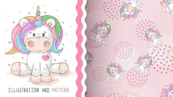 Magic cartoon character animal unicorn - seamless pattern vector