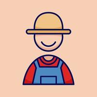 Village farmer rancher people icon, simple and minimalist in cartoon outlined graphic, vector illustration style
