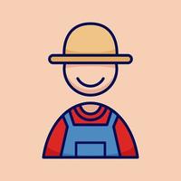 Village farmer rancher people icon, simple and minimalist in cartoon outlined graphic, vector illustration style