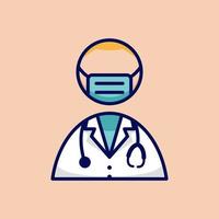 Medical doctor simple and minimalist in cartoon outline graphic, vector illustration style