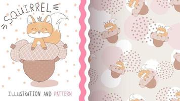 Cute cartoon character animal squirrel with nuts
