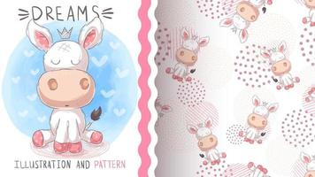 Teddy cartoon character animal donkey - seamless pattern
