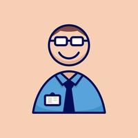 Office worker employee, simple and minimalist in cartoon outline graphic, vector illustration style