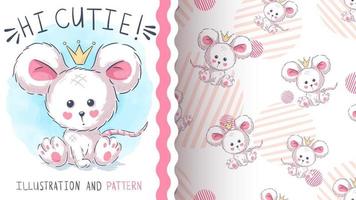 Teddy cartoon character mouse - seamless pattern
