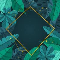 Square Background Template with Tropical Leaf Border vector