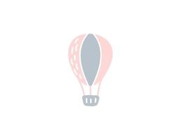 Hand drawn scandinavian vector air balloon. Cute hand drawn illustration for postcard, textile or t-shirt. Nordic element of design