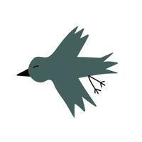 Vector hand drawn stylized flying bird. Decor baby element. Scandinavian style for kids illustration, web design