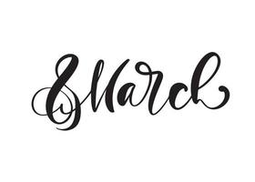 March 8. Congratulations calligraphy text logo. Lettering for Womans Day. Can use for greeting card, poster or banner. illustration Isolated on white background vector