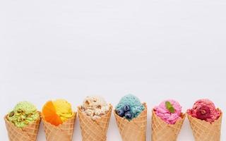 Colorful ice cream with copy space photo