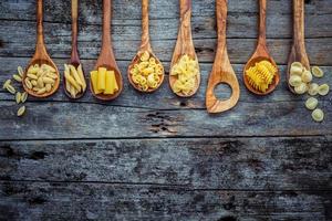 Pastas in wood spoons photo