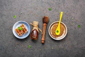 Raw honey in multiple forms photo