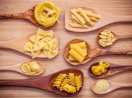 Top view of pastas in spoons photo