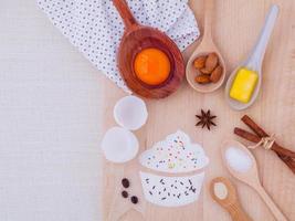 Cupcake ingredients flat lay photo