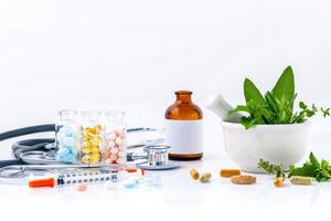Herbal medicine on white background