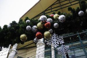 Christmas decorations in outdoor park photo