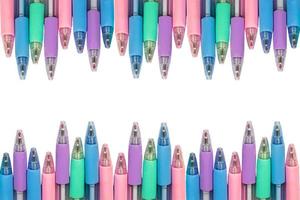 Color pens isolated clipping path on white background photo