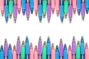 Color pens isolated clipping path on white background photo