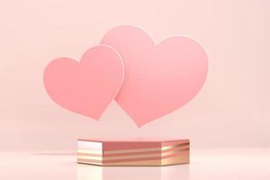 Valentine's Day hexagon stage podium mockup photo