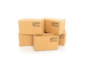 Paper boxes on a white background. Online shopping or e-commerce concept and delivery service concept