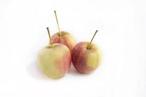 Fresh red and yellow apples isolated on white background photo