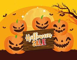 banner de venta de feliz halloween vector