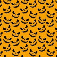 Happy Halloween pattern background with scary faces vector