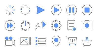 Colored line essential UI Icon set. vector