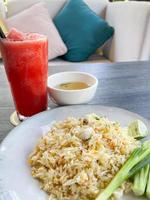 Fried rice on white plate photo