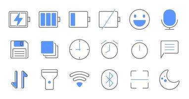 Colored line essential UI Icon set. vector