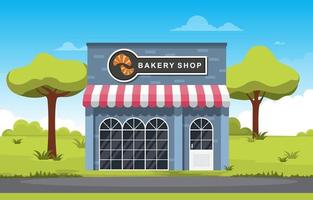 Fancy Bakery Shop with Trees vector