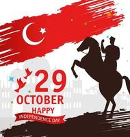 29 October, Turkish republic day with man in a horse with flag vector