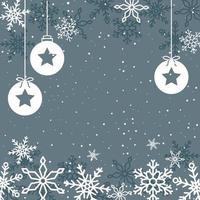 Winter Season Greeting Card Template with Ornaments and Snowflakes vector