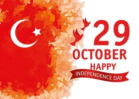 29 October, Turkish republic day with doves flying vector