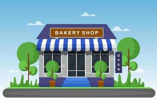 Fancy Bakery Shop with Trees vector
