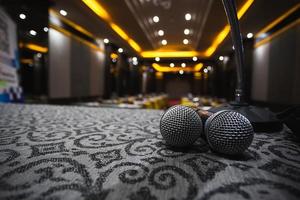 Microphones on a table photo